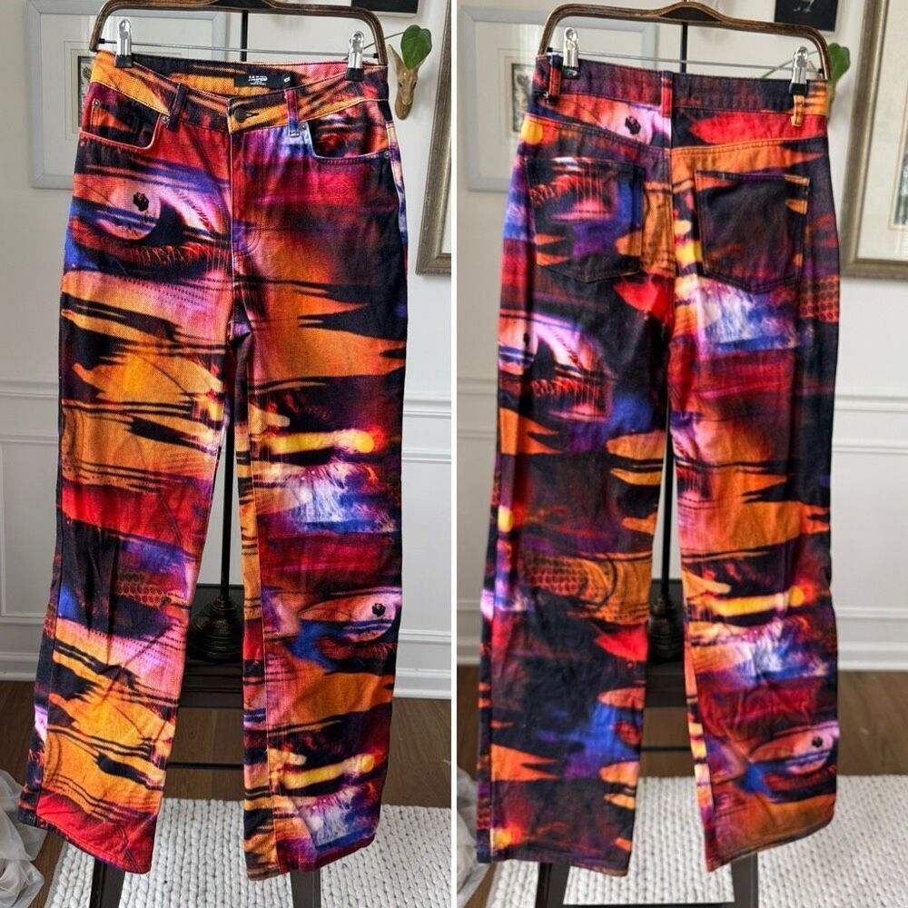 Revolve Jaded London Oracle Eye Print Boyfriend Fit Jeans 28 - Picture 2 of 8